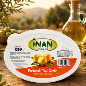 Portakallı Yeşil Zeytin 150 gr Vakum Paket